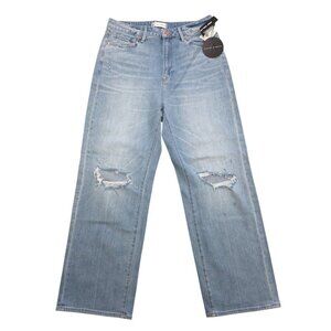 Articles of Society Womens Wide Leg Distressed Light Wash Jeans Size 31 Denim.